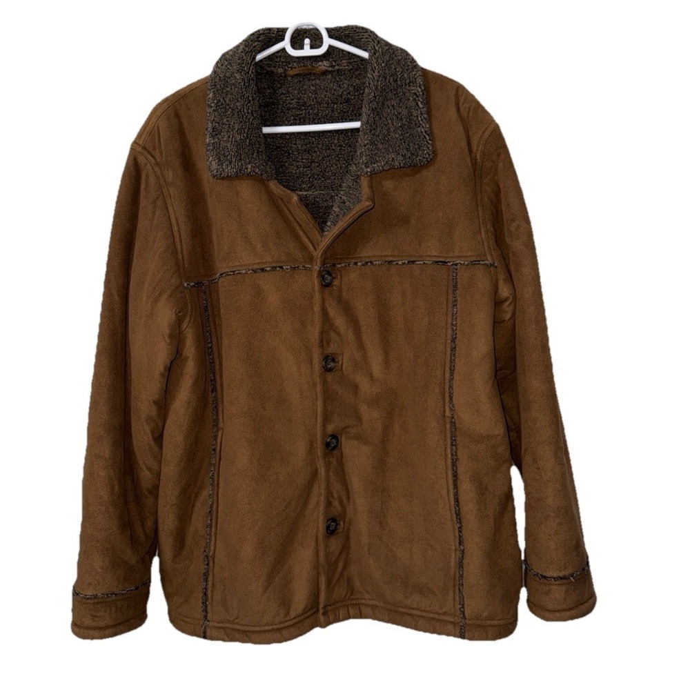 Bill Blass Platinum Faux Suede Sherpa‑Collar Jacket‎ Men's XL